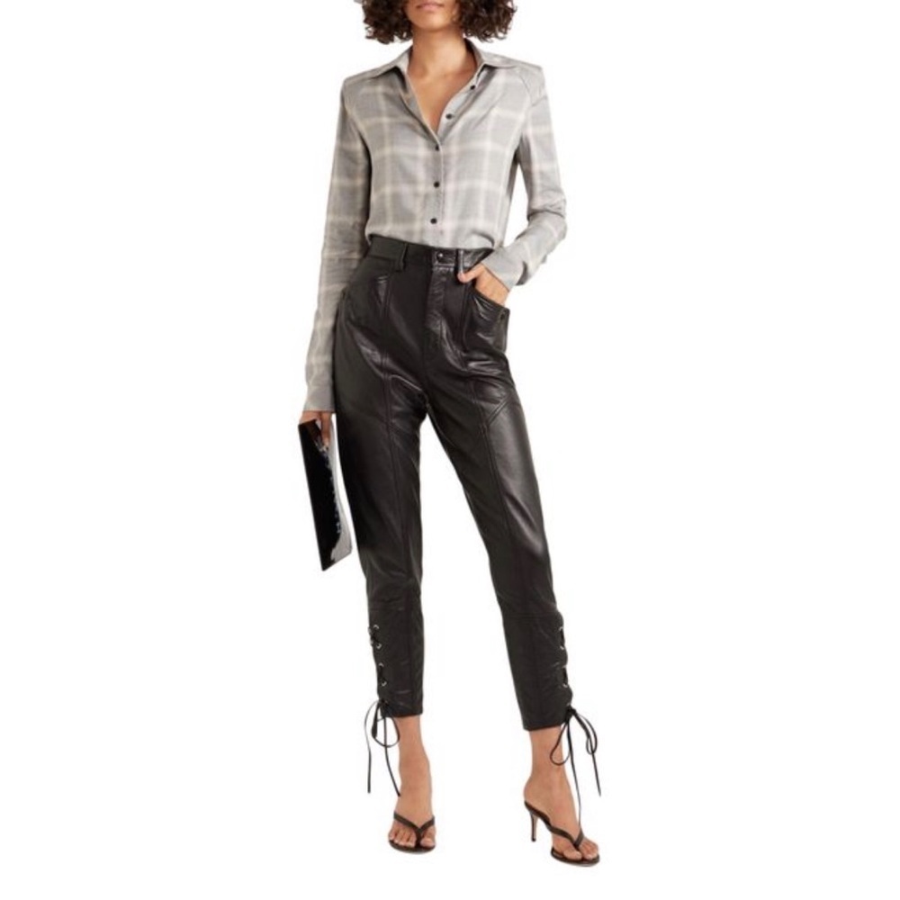 Rta Women's Gray Flannel Button Down Shirt